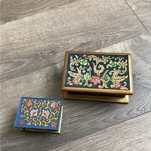 Decorative Wooden Boxes with Floral Design from Peru